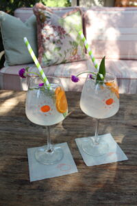 Two of Clementine's Tonics on the patio at Clementine in Yountville