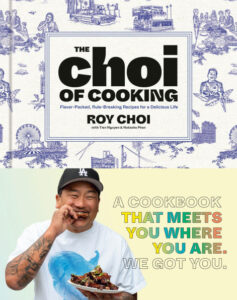 The cover of The Joy of Cooking cookbook features stylized throwback images sketched in blue on a white background