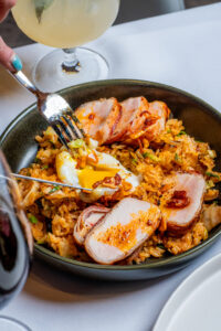 Brined Pork Loin with kimchi at 8 North Calistoga_photo credit Jesse Cudworth