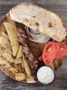 lamb souvlaki plate at Golden Fleece restaurant in Detroit's Greektown
