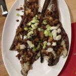 charred eggplants with pork + shrimp from My Cambodia, a Khmer Cookbook